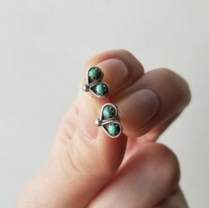 VINTAGE MEXICAN SILVER TURQUOISE STUDS